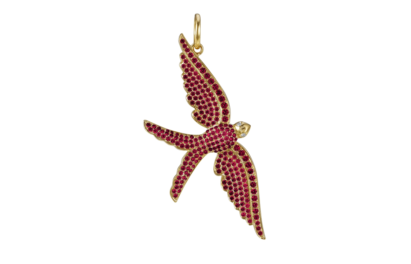  Lionheart Wings of Love Ruby Swallow charm with 1.44 carats of rubies in 14k yellow gold 