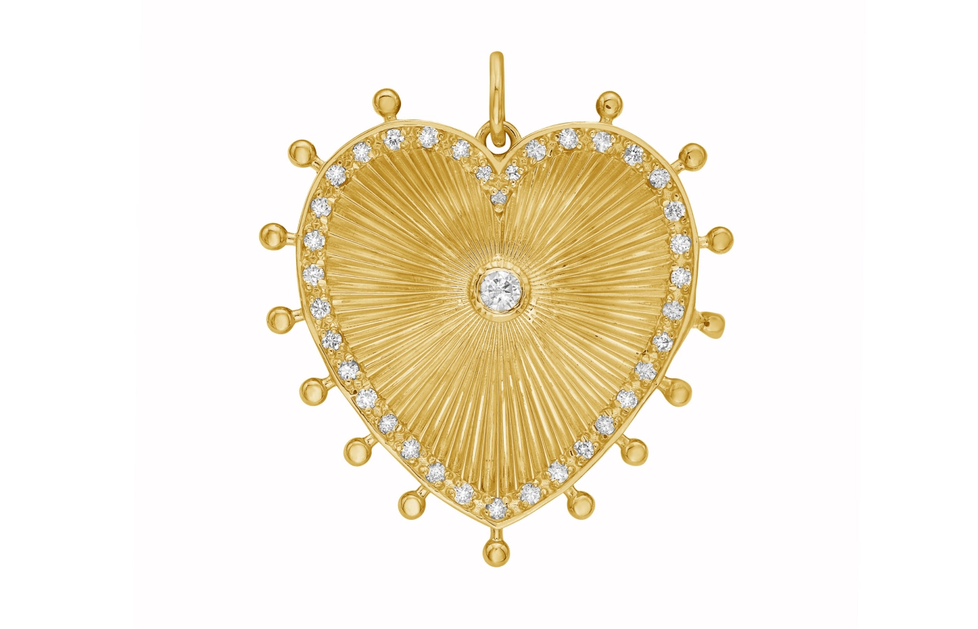  Lionheart Cassandane Mega Diamond Heart Medallion with 1.10 carats of round diamonds in 14k yellow gold 