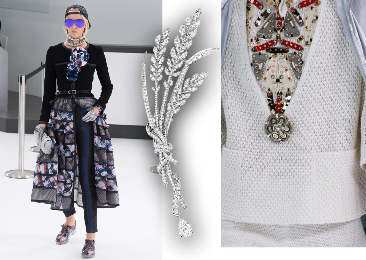 Chanel catwalk, Chaumet La Nature de Chaumet diamond brooch, Chanel catwalk