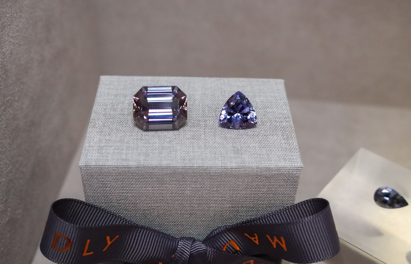  A closer look at faceted tanzanites that are displayed in the gem wall at the MADLY flagship 'Experience Centre' in Singapore