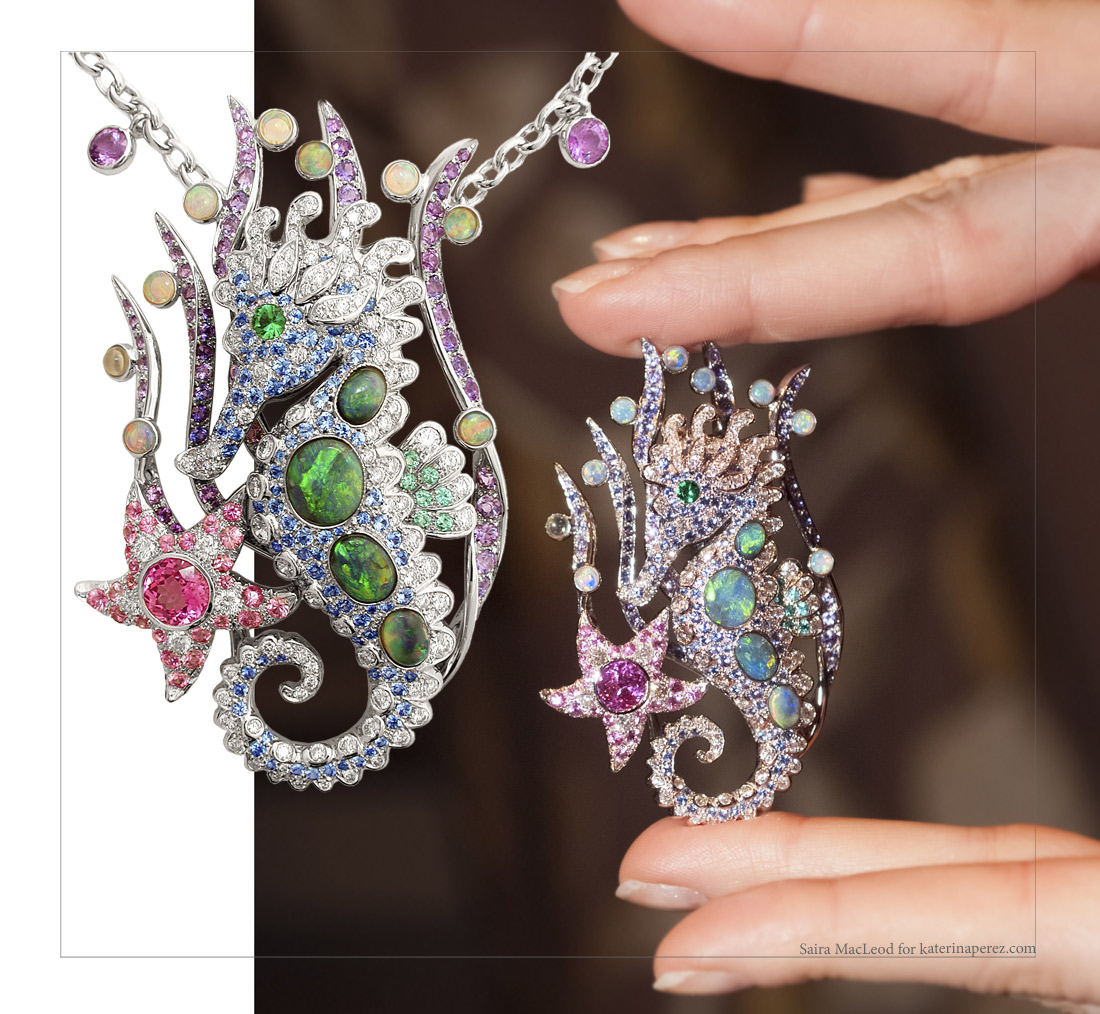 Mathon-Hippocamp-pendant матон париж ювелирные украшения драгоценности морской конек подвеска 