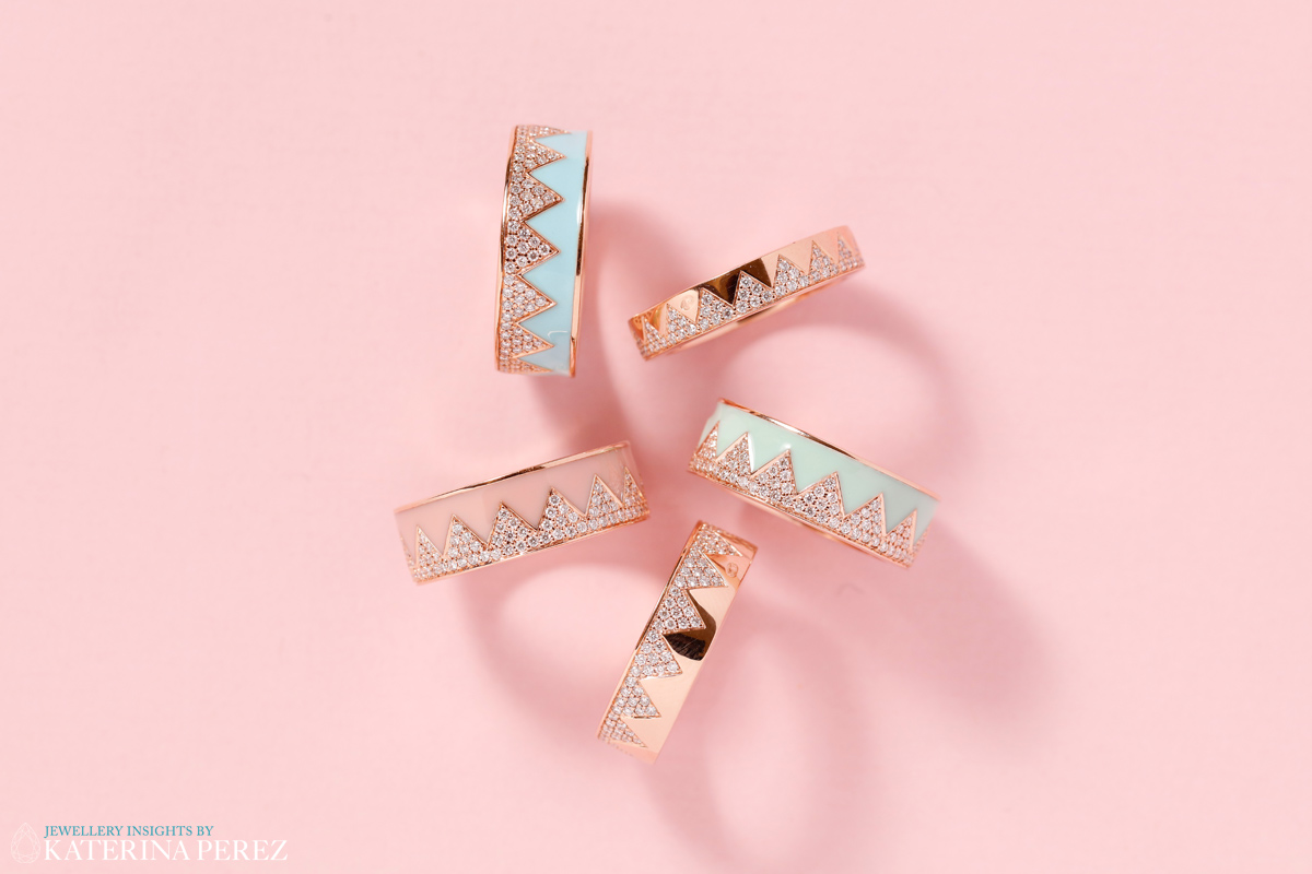 NUUN B Collection rings with enamel and diamonds. Photographer © Simon Martner for katerinaperez.com