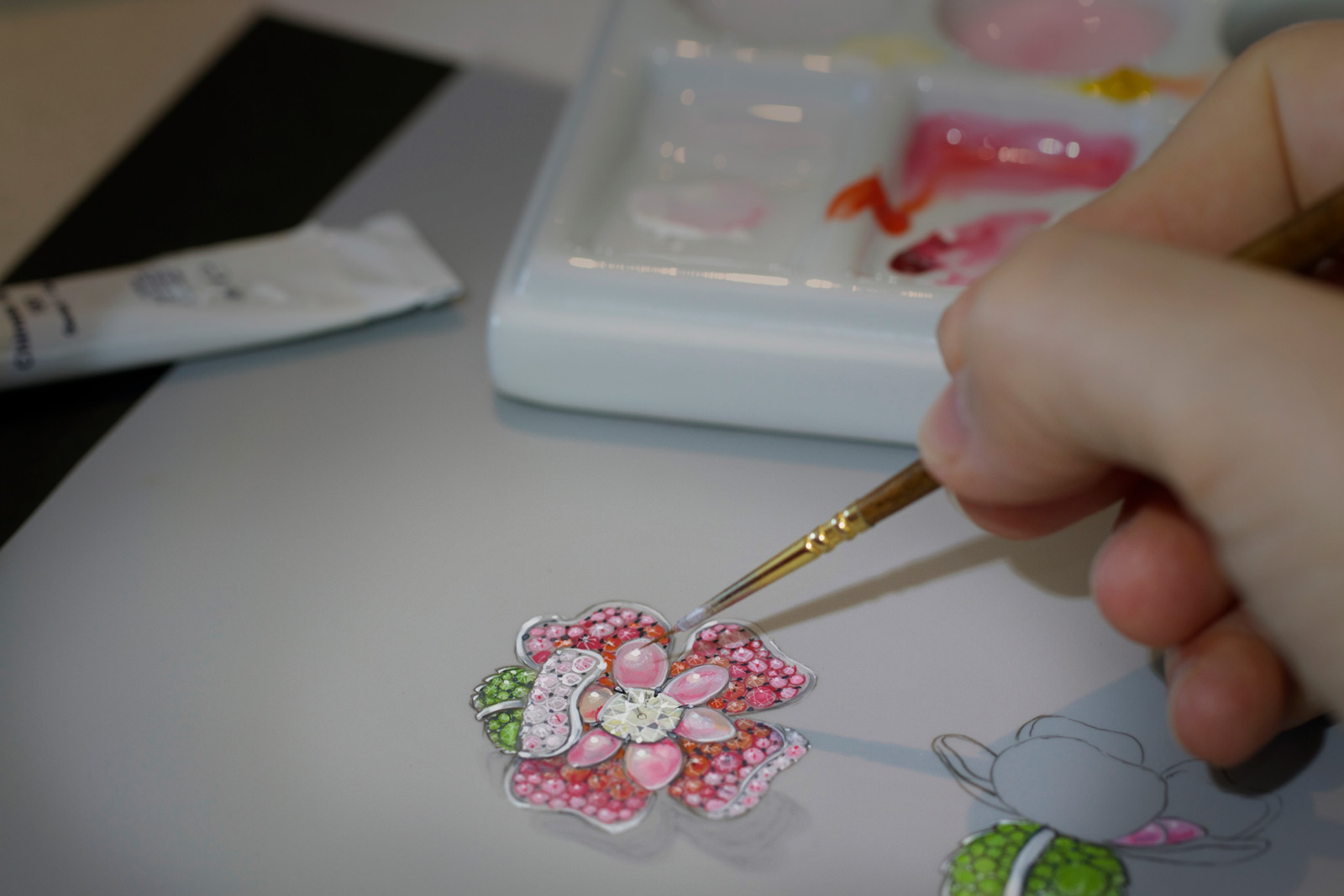 Drawing of David Michael conch pearl flower ring 
