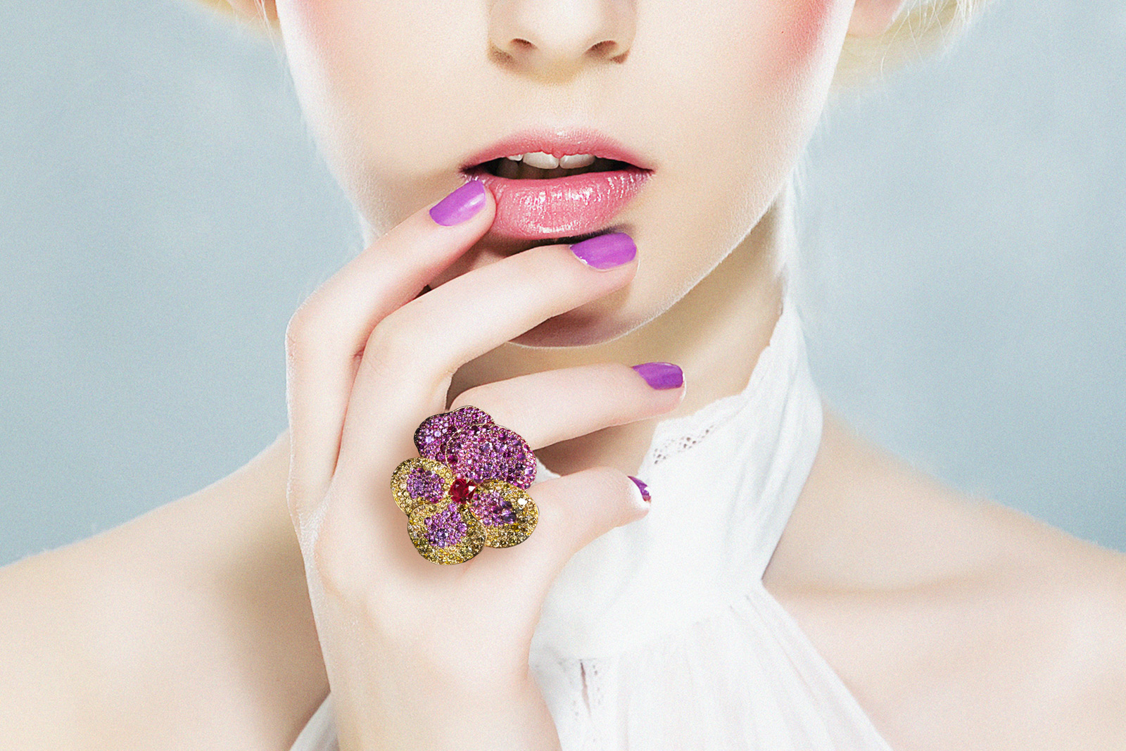 David Michael flower ring with Burmese ruby