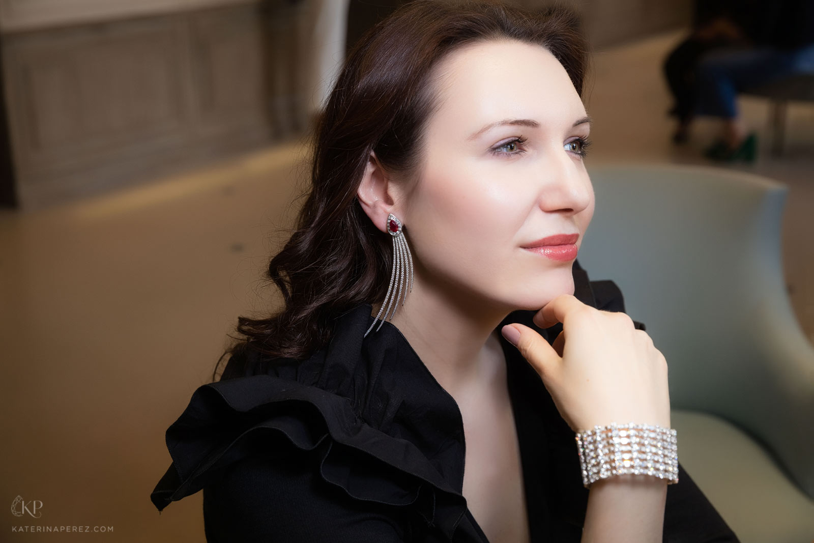 House of Tabbah Phoenix earrings with ruby and diamonds. Photo by Simon Martner