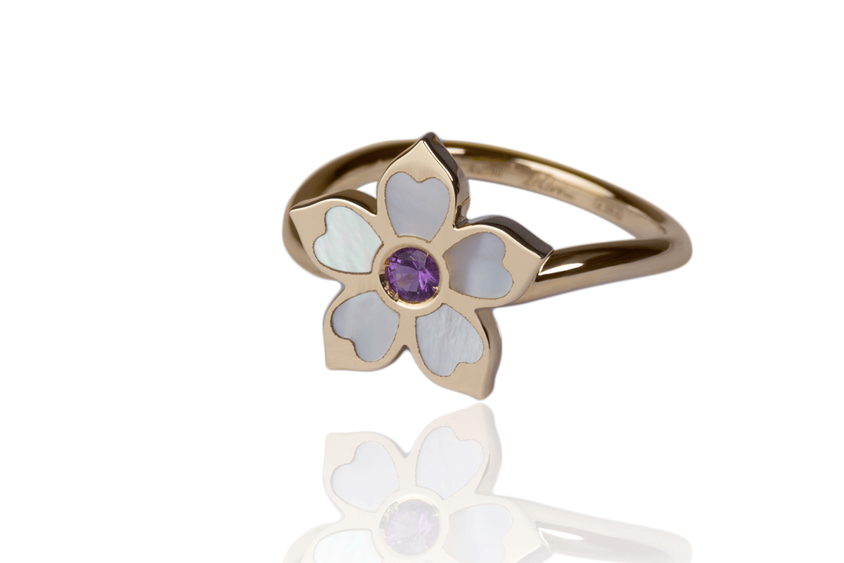  Ring in yellow gold and amethist from the Vanilla Collection