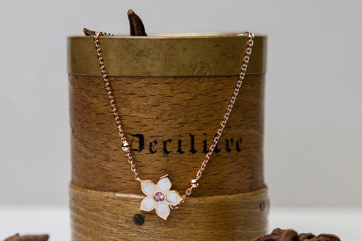 Pendant from the Vanilla Collection, red gold and tourmaline