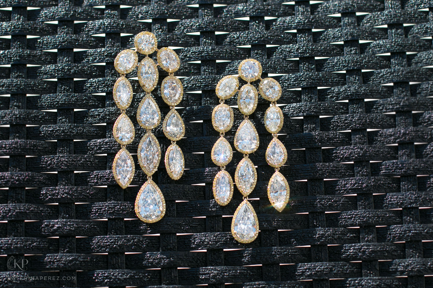  Colourless and yellow diamond earrings by AVAKIAN