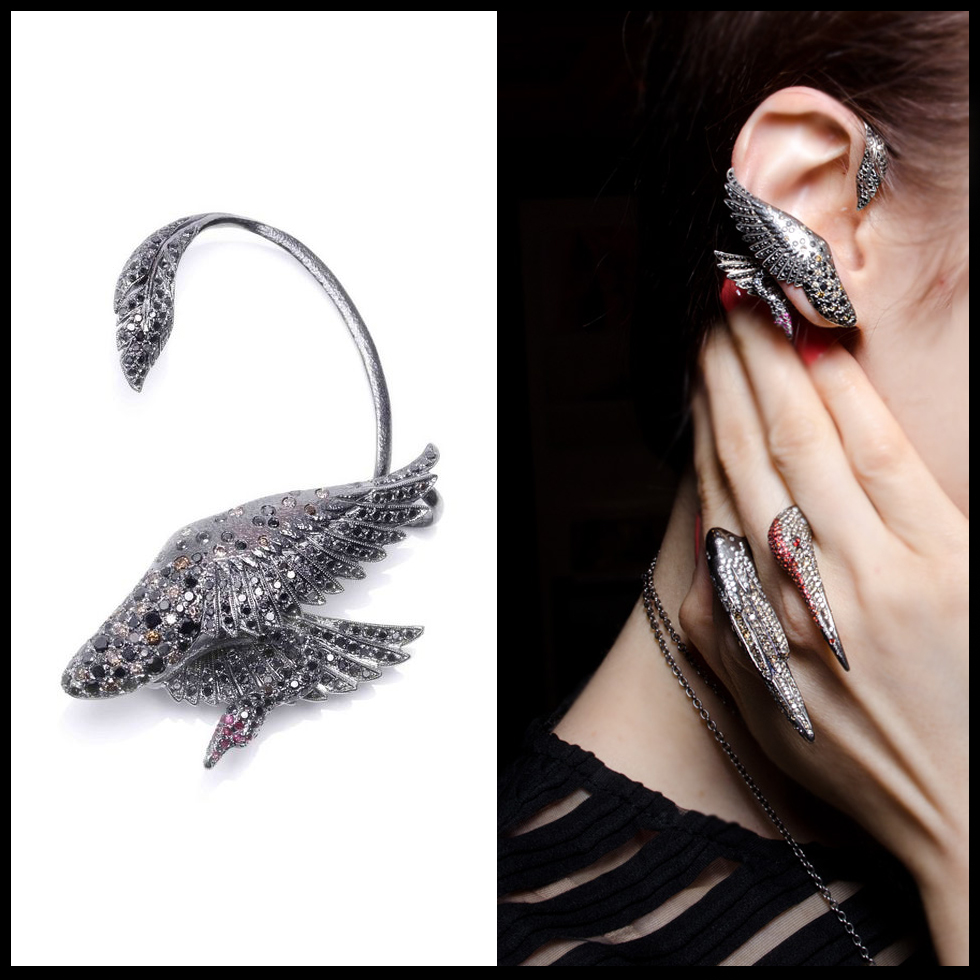 Arman Suciyan Swan ear cuff with sapphires and diamonds
