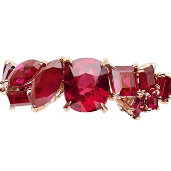 'Gem Dior' ring with rubies in yellow gold