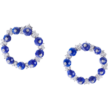 Hoop earrings with sapphire beads and diamonds