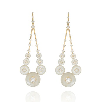 Gravity mother-of-pearl and diamond earrings