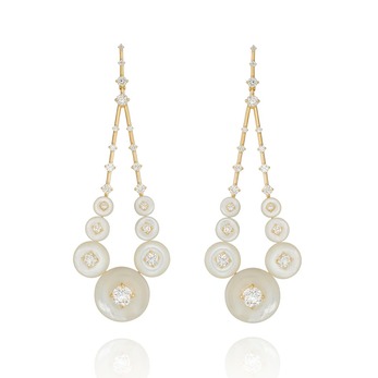 Gravity mother-of-pearl and diamond earrings