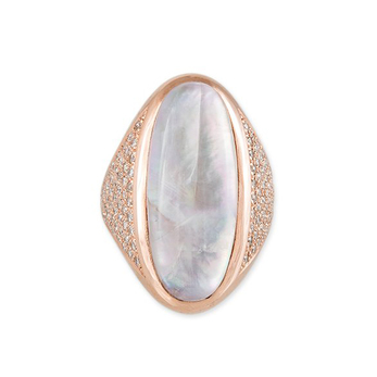 Oval mother-of-pearl and diamond ring