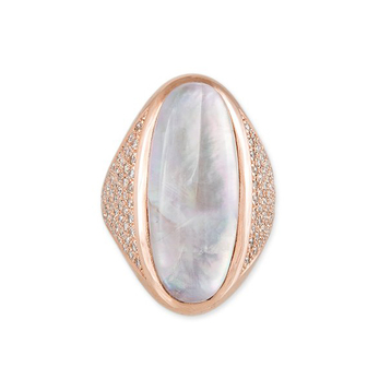 Oval mother-of-pearl and diamond ring