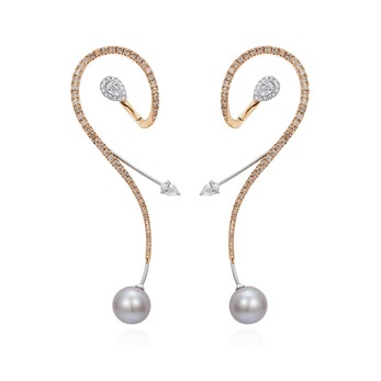 Pearl and diamond earrings