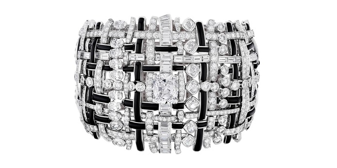 Tweed de Chanel Graphique onyx and diamond bracelet in white gold 