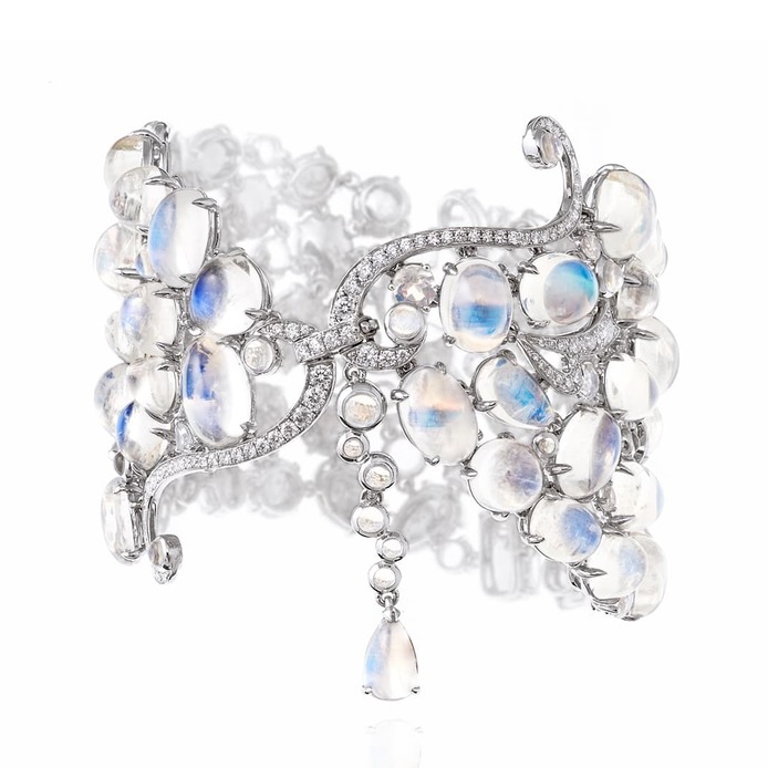 Moon River bracelet with moonstones and diamonds