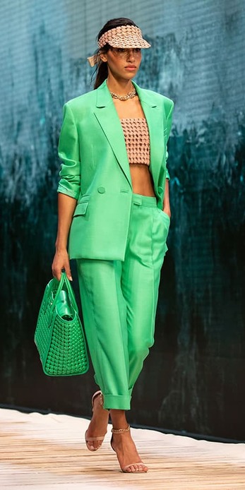 Green two piece suit from the Spring 2021 Ready-to-Wear collection