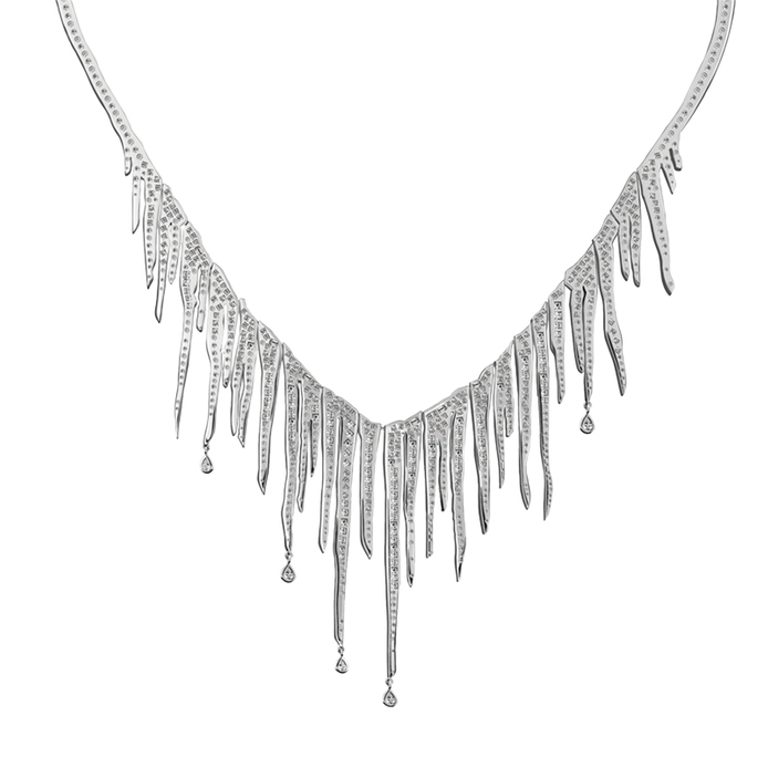 Icicle necklace with diamonds in 18k white gold 