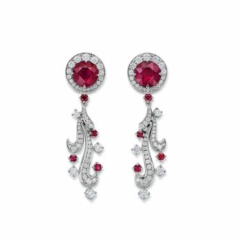 Deep Sea Anemone earrings with diamonds and rubies