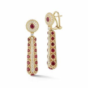Ruby and diamond earrings in 18k yellow gold