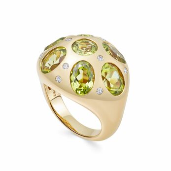 Gold, peridot and diamond ring