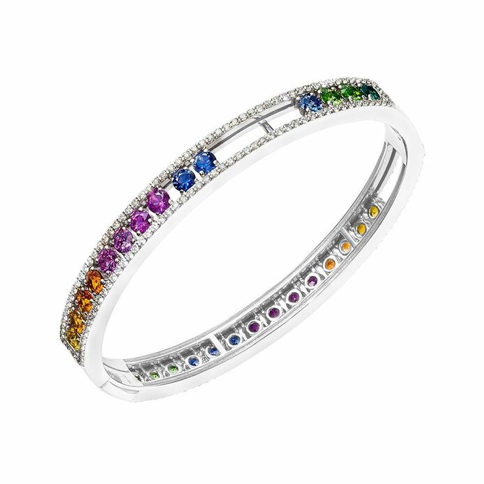 Multi-coloured sapphire bangle 