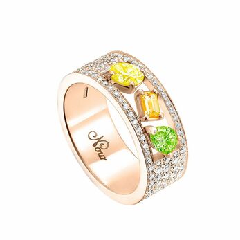 Multi-coloured sapphire and diamond ring 