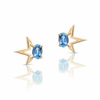 Wham stud earrings with oval-shaped blue sapphires 