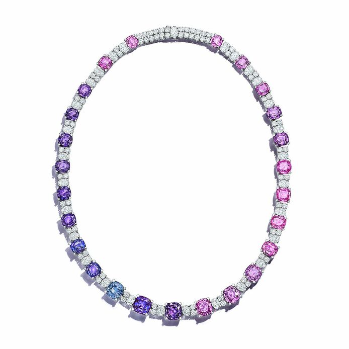 Multi-coloured sapphire necklace from the 2021 Blue Book Collection