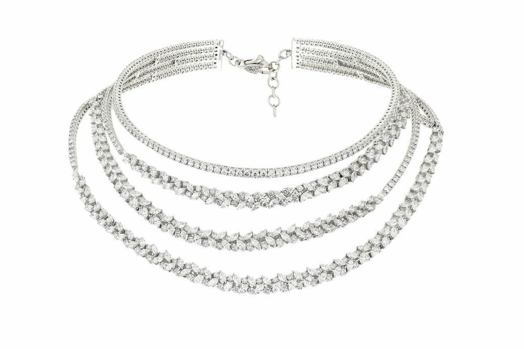 Layered diamond choker necklace 