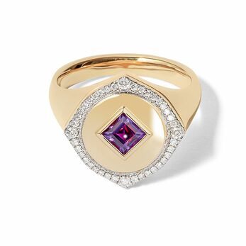  Locket signet ring with amethyst