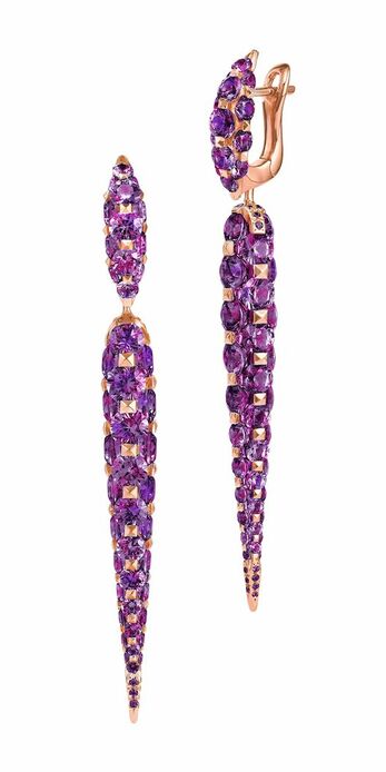 Merveilles Icicle amethyst earrings in 18k rose gold 