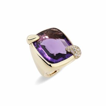 Ritratto ring in rose gold with amethyst and diamonds