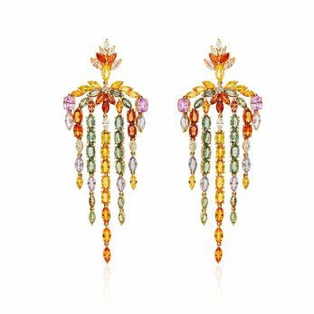 Desert Blooms Wildflower chandelier earrings with multicoloured sapphires