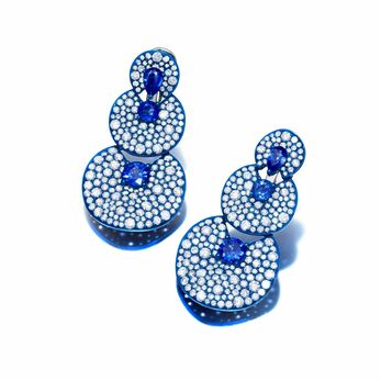 Blue rhodium earrings with 2.75cts of sapphires and 5.45 cts of diamonds