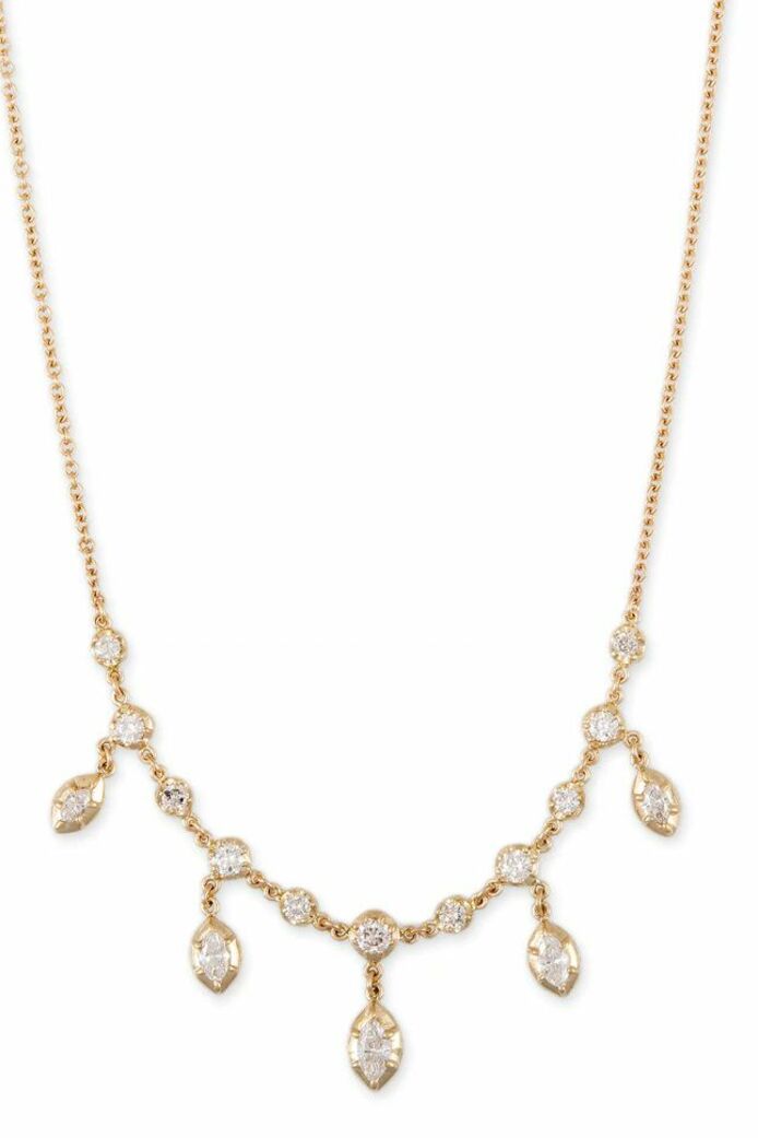 Sophia Diamond Shaker necklace with round and marquise-cut diamonds in 14k yellow gold 