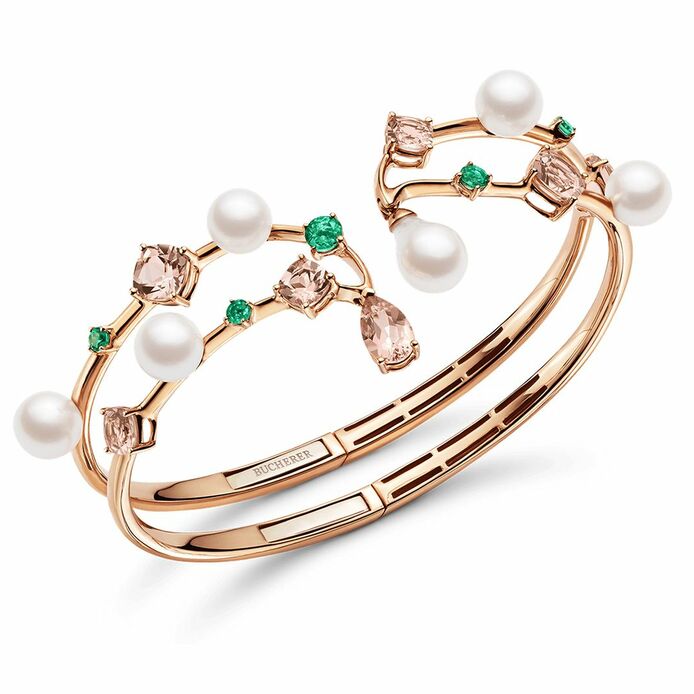 Bracelet in  pearl and coloured gemstones 