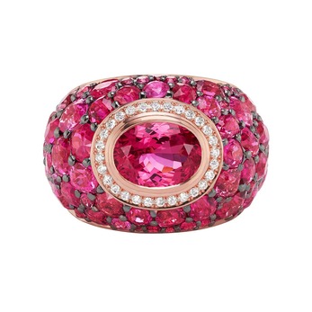 Spinel and diamond ring