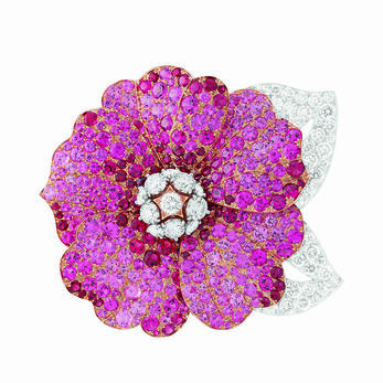 Hibiscus spinel brooch
