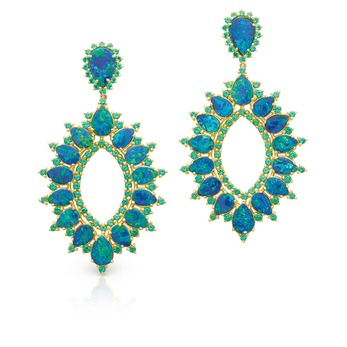 Elektra earrings in opal and tsavorite