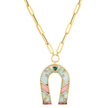 Manifest necklace in opal, pink opal, sapphire, emerald and diamond from the Manifest collection