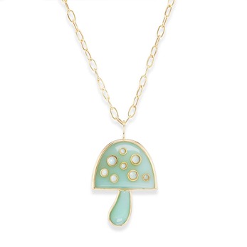 Large Magic Mushroom pendant with carved Peruvian opal and cabochon opals from the Down the Rabbit Hole collection