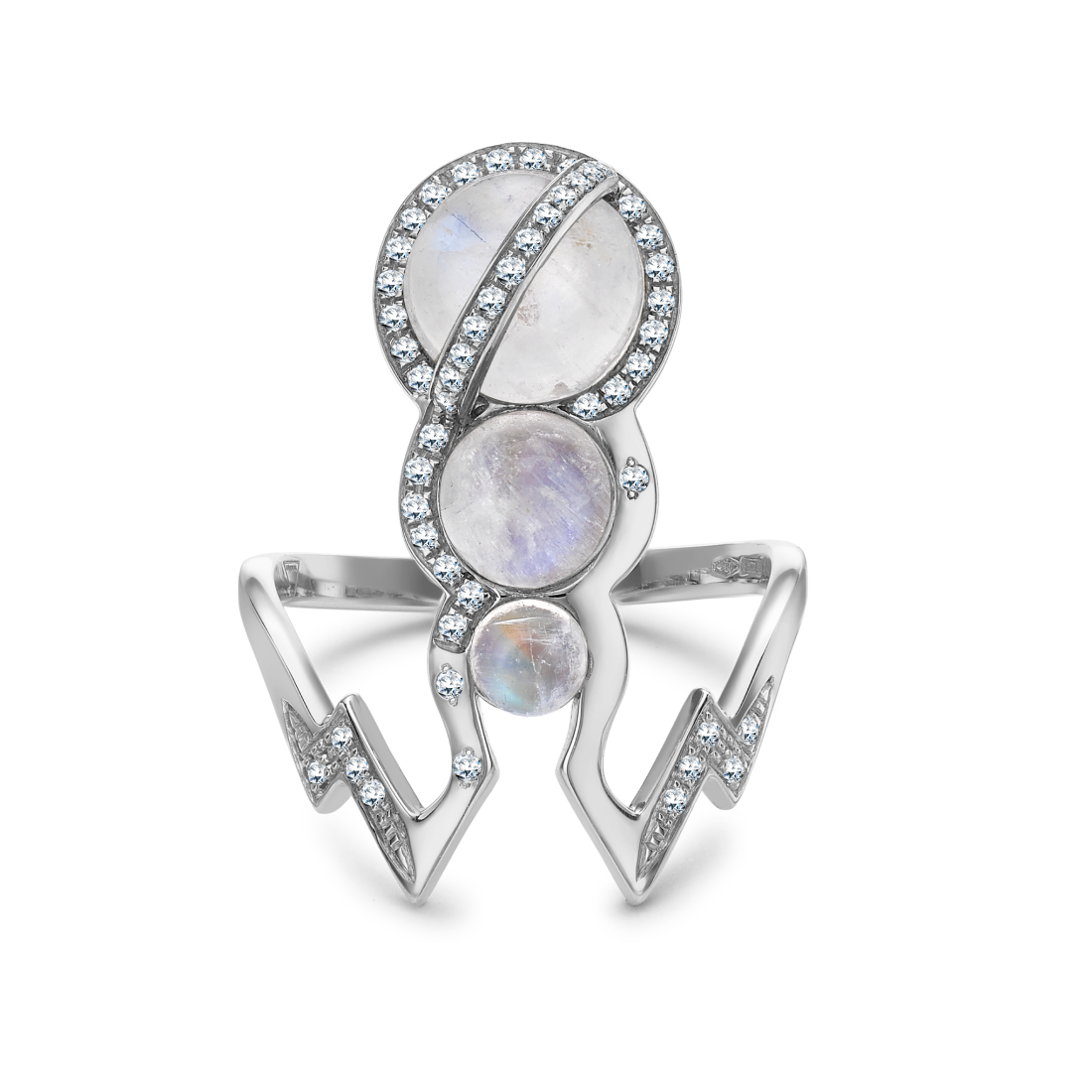 Theiya Lumia ring white gold, moonstone and diamond