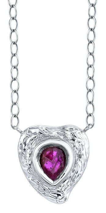Witch's Heart necklace in white gold and ruby