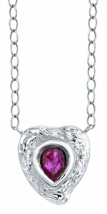 Witch's Heart necklace in white gold and ruby