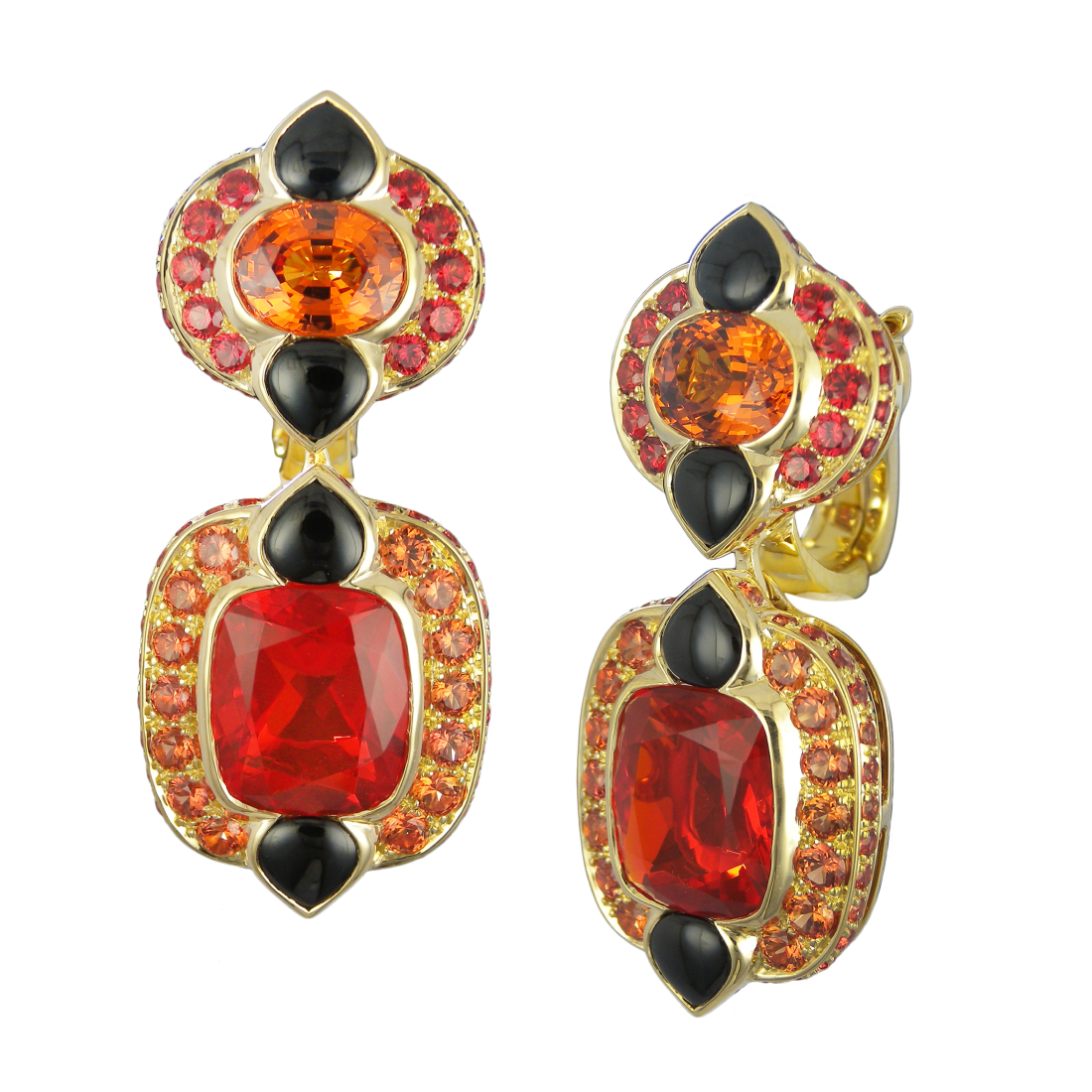 Novia earrings in gold and precious gemstones