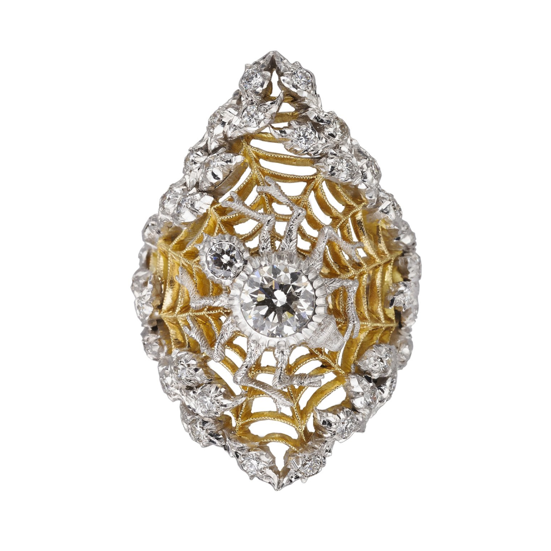 Spider ring in gold, white gold and diamond