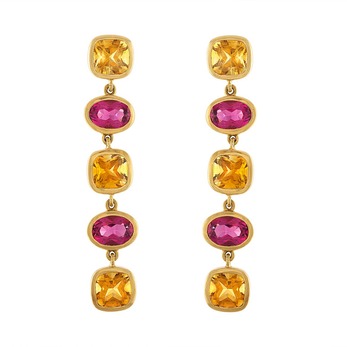 Gold, citrine and tourmaline earrings